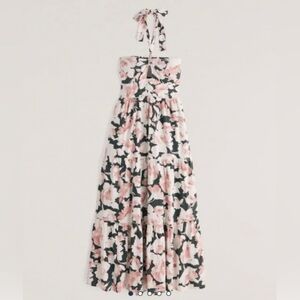 Abercrombie & Fitch Knotted Halter Pink Green Floral Maci Dress LT Large Tall